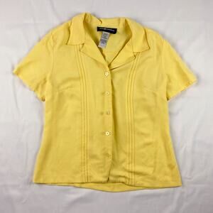 Sag Harbor Vintage Yellow Button Front Blouse Womens Small